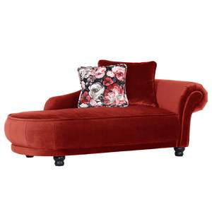 Chaise longue Lusse fluweel - Kersenrood - Armleuning vooraanzicht rechts