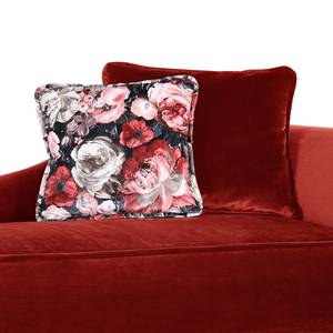 Méridienne Lusse Revêtement : rouge cerise<br>1 coussin : motif à fleurs - Rouge cerise - Accoudoir monté à droite (vu de face)