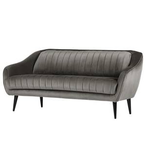 Sofa Margon (2-Sitzer) Samt - Grau - Schwarz