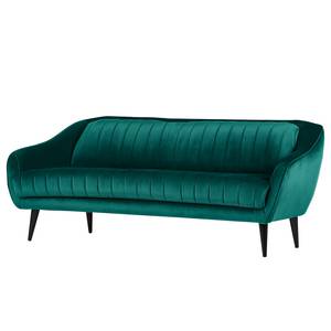 Sofa Margon (3-Sitzer) Samt - Petrol - Schwarz