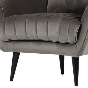 Fauteuil Margon fluweel - Grijs - Zwart