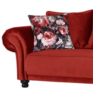 Canapé Lusse (2 places) Revêtement : rouge cerise<br>2 coussins : motif à fleurs - Rouge cerise