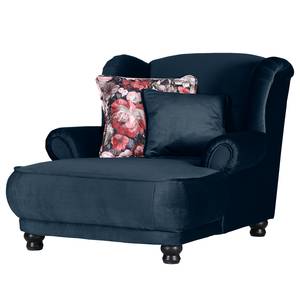 Fauteuil bergère Lusse Revêtement : bleu marine<br>1 coussin : motif à fleurs - Bleu marine