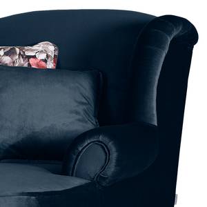 Fauteuil bergère Lusse Revêtement : bleu marine<br>1 coussin : motif à fleurs - Bleu marine