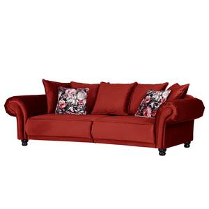 Grand canapé Lusse Revêtement : rouge cerise<br>2 coussins : motif à fleurs - Rouge cerise