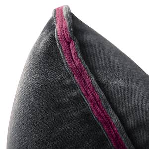 Canapé d’angle Morada I Revêtement : gris<br>Coussins : mûre - Gris / Baies - Méridienne longue à gauche (vue de face)