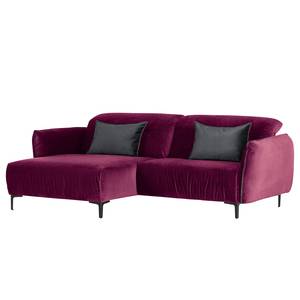 Ecksofa Morada I Samt - Beere / Grau - Ottomane davorstehend links