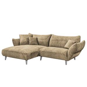 Ecksofa Venes Antiklederlook - Beige - Longchair davorstehend links - 3 Kissen