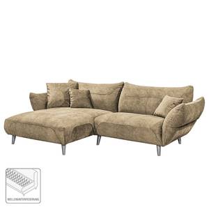 Ecksofa Venes Antiklederlook - Beige - Longchair davorstehend links - 3 Kissen