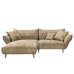 Ecksofa Venes Antiklederlook - Beige - Longchair davorstehend links - 3 Kissen