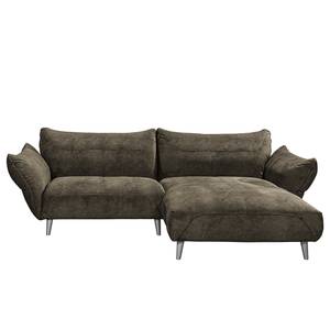 Ecksofa Venes Antiklederlook - Braun - Longchair davorstehend rechts - Ohne Kissen