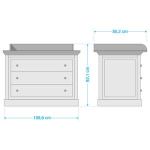 Commode à langer Mantilly Blanc - Bois massif - 109 x 92 x 85 cm