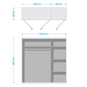 Kleiderschrank Mantilly Weiß - 156 x 200 x 60 cm