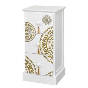 Kast Youx deels massief paulowniahout - wit/goudkleurig - Hoogte: 60 cm