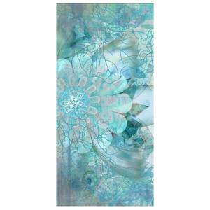 Paneel Winterbloemen microvezel/polyester - blauw