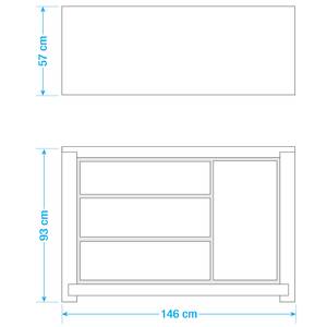 Babyzimmer Line Grau - Holzwerkstoff - 78 x 84 x 148 cm