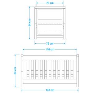 Babyzimmer Line Grau - Holzwerkstoff - 78 x 84 x 148 cm