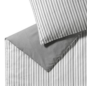 Parure de lit en renforcé Herringbone Coton - Gris clair - 155 x 220 cm + oreiller 80 x 80 cm