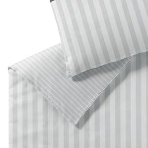 Parure de lit en satin mako Big Stripe Coton - Gris clair - 135 x 200 cm + oreiller 80 x 80 cm