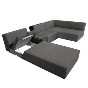 Canapé panoramique Elements III Tissu TBO : 19 woven grey - Avec fonction couchage