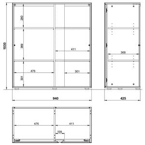 Kommode Mesa I Glas - Rubinrot / Graphit