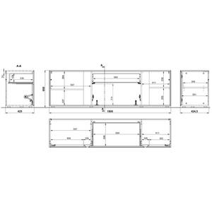 TV-Lowboard Mesa II Glas - Silbergrau / Graphit