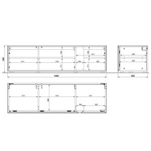 TV-Lowboard Mesa I Glas - Kaschmir / Eiche Dekor