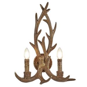 Applique murale Stag Acier / Résine synthétique - 2 ampoules