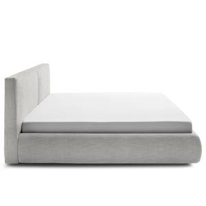 Lit capitonné Atesio III Avec tête de lit à effet coussin et tiroir de lit et matelas - Gris clair - D3 medium