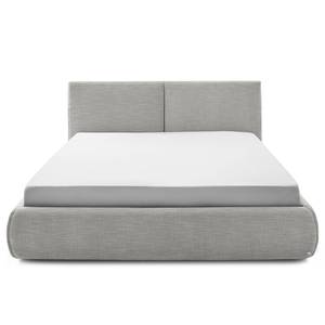 Lit capitonné Atesio III Avec tête de lit à effet coussin et tiroir de lit et matelas - Gris clair - D3 medium