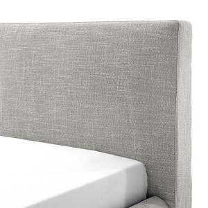 Lit capitonné Atesio III Avec tête de lit à effet coussin et tiroir de lit et matelas - Gris clair - D3 medium