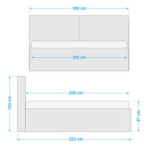 Gestoffeerd bed Atesio incl. hoofdeinde met look van kussens - Lichtgrijs