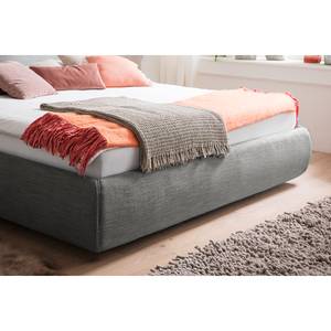 Gestoffeerd bed Atesio incl. hoofdeinde met look van kussens - Licht antracietkleurig