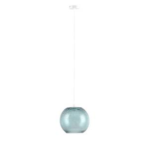 Suspension Saturn I Verre / Fer - 1 ampoule - Bleu