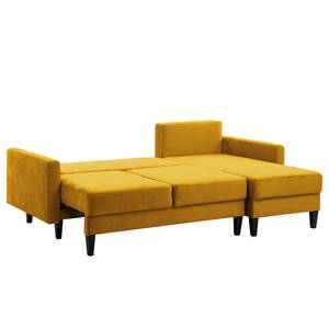 Ecksofa Koski I Webstoff - Webstoff Lito: Maisgelb - Longchair davorstehend rechts