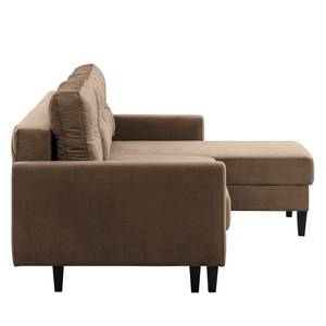 Ecksofa Koski I Webstoff - Webstoff Lito: Cappuccino - Longchair davorstehend rechts