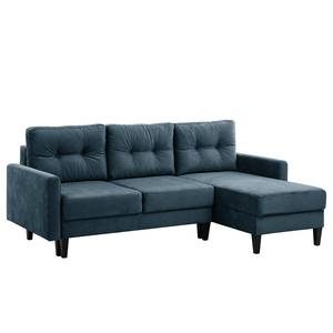 Ecksofa Koski I Webstoff - Webstoff Lito: Marineblau - Longchair davorstehend rechts