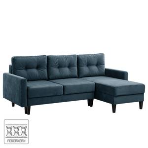 Ecksofa Koski I Webstoff - Webstoff Lito: Marineblau - Longchair davorstehend rechts