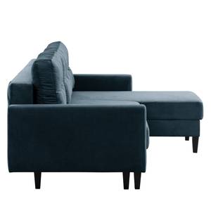 Ecksofa Koski I Webstoff - Webstoff Lito: Marineblau - Longchair davorstehend rechts