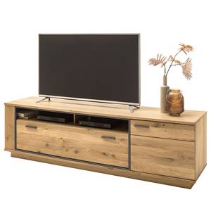Tv-meubel Doora II deels massief knoestig eikenhout - knoestig Bianco eikenhout/grafietkleurig