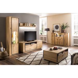 Tv-meubel Doora I deels massief knoestig eikenhout - knoestig Bianco eikenhout/grafietkleurig