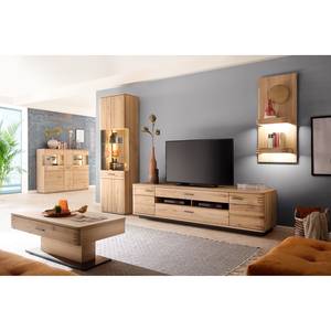Tv-meubel Salvo deels massief eikenhout - Bianco balkeneikenhout/grijs - Breedte: 210 cm