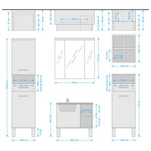 Salle de bain Padua I (5 éléments) Éclairage inclus - Blanc / Chêne - Blanc