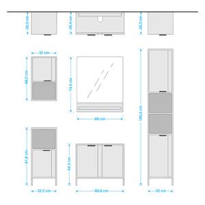 Badezimmerset Ina II (5-teilig) Weiß / Zinngrau