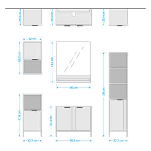 Badezimmerset Ina III (5-teilig) Weiß / Zinngrau