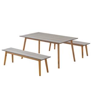 Set da giardino Lindholm I (3 pezzi) Grigio - Legno massello - 160 x 73 x 90 cm