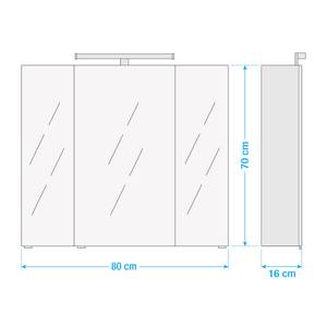 Armoire de toilette Saskia Éclairage inclus - Imitation chêne Riviera - Largeur : 80 cm