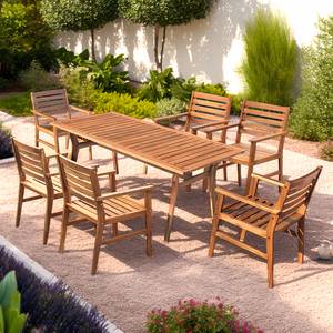 Set da giardino Tibro II (7 pezzi) Marrone - Legno massello