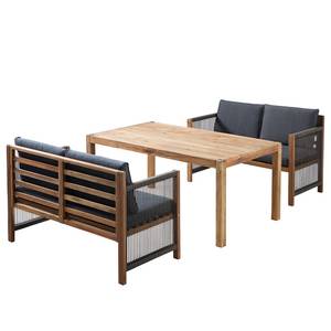 Loungegroep Bayton (3-delig) massief acaciahout/polyester - grijs/bruin