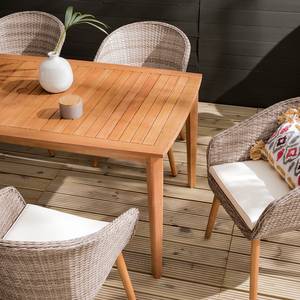 Gartenessgruppe Woodley (7-teilig) Polyrattan / Webstoff - Beige / Weiß